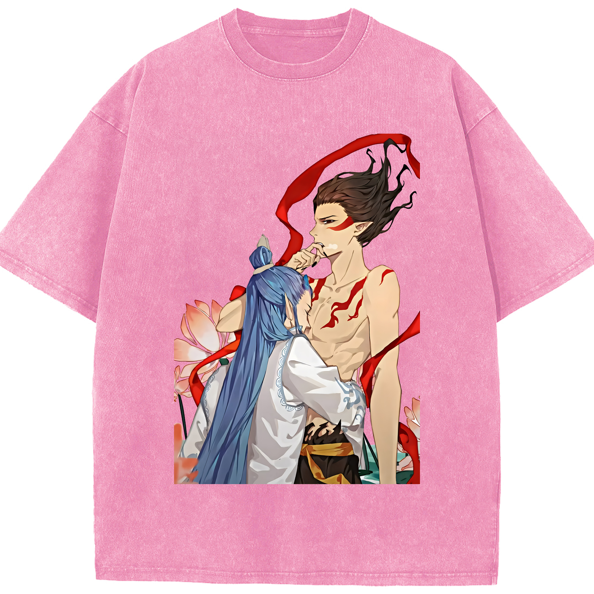 （画像用） Ne Zha 2 ナタ 魔童の大暴れ 綿100% ヴィンテージ風 半袖Tシャツ（フロントプリント）